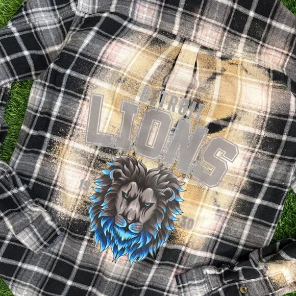 🦁 Detroit Lions Bleached Flannel - Picture 3 of 4